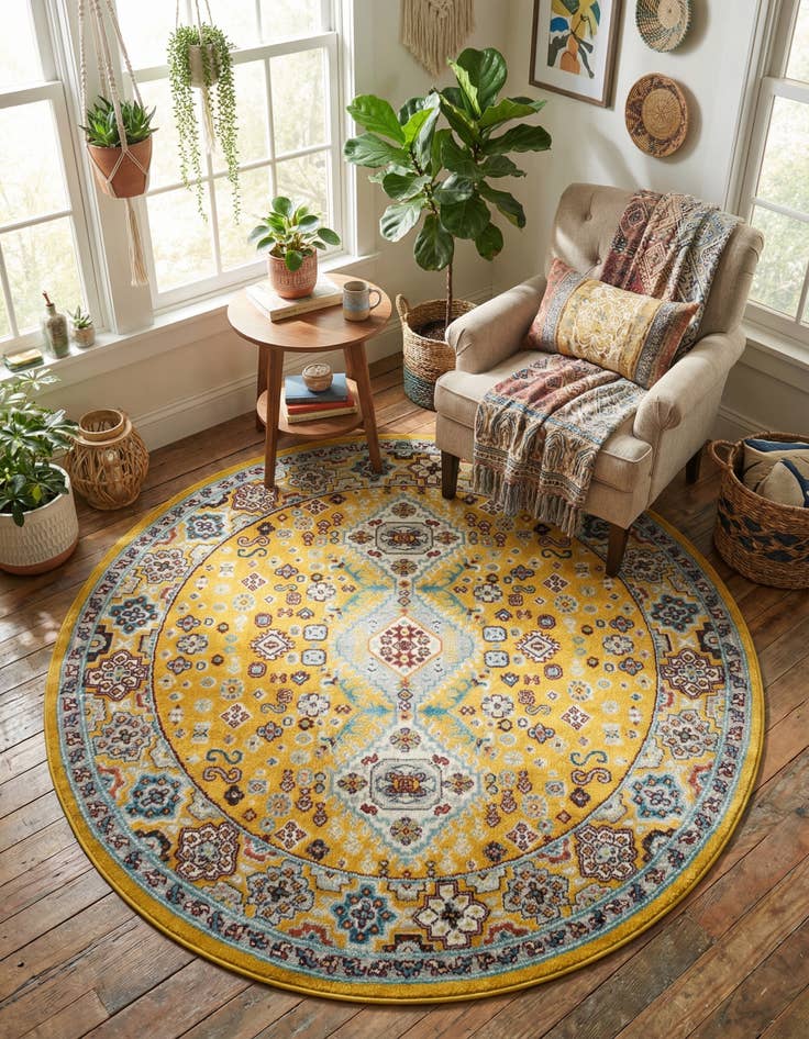 Detail image of 5' 3 x 5' 3 Kamala Washable Round Rug