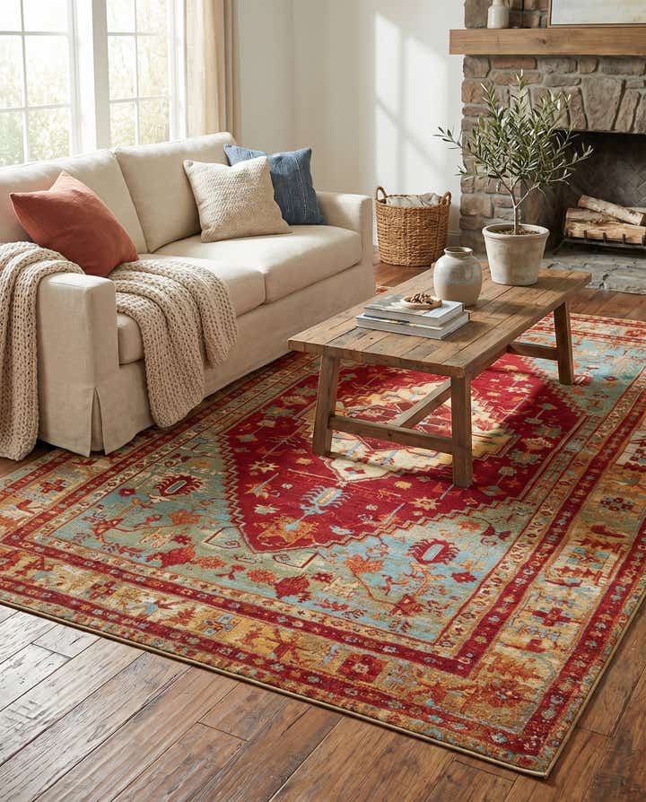 6' x 9' Easy-Clean Traditional Indoor / Outdoor Rug