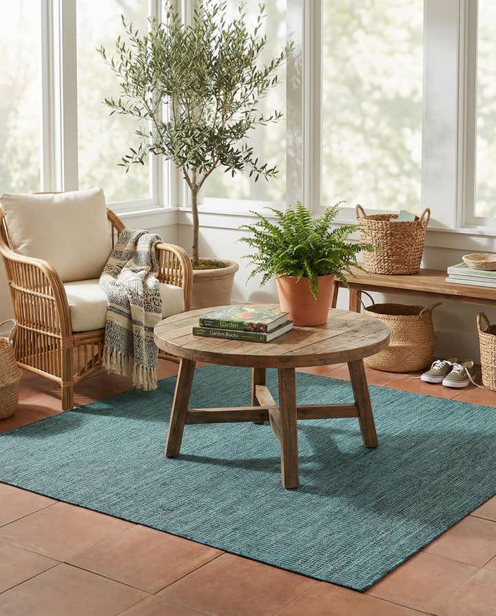 5' 3 x 5' 3 Easy-Clean Solid Indoor / Outdoor Square Rug