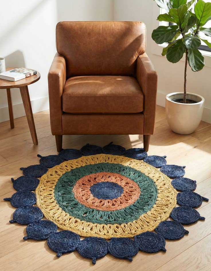 Detail image of 3' 1 x 3' 1  Hand Braided Jute Round Rug