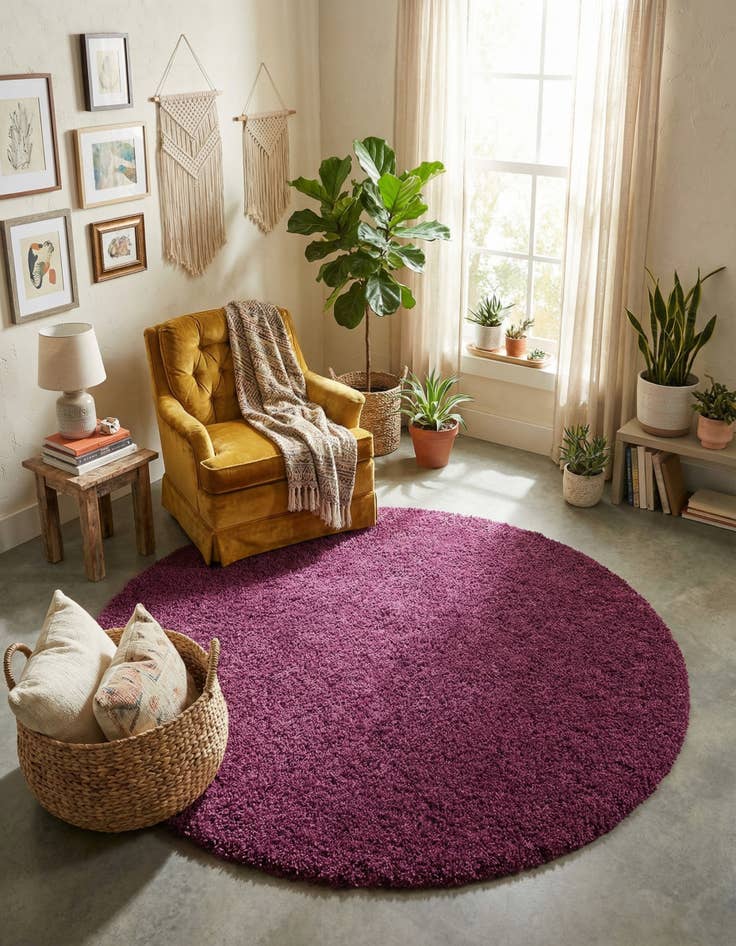 Detail image of 7' 10 x 7' 10 Solid Shag Round Rug