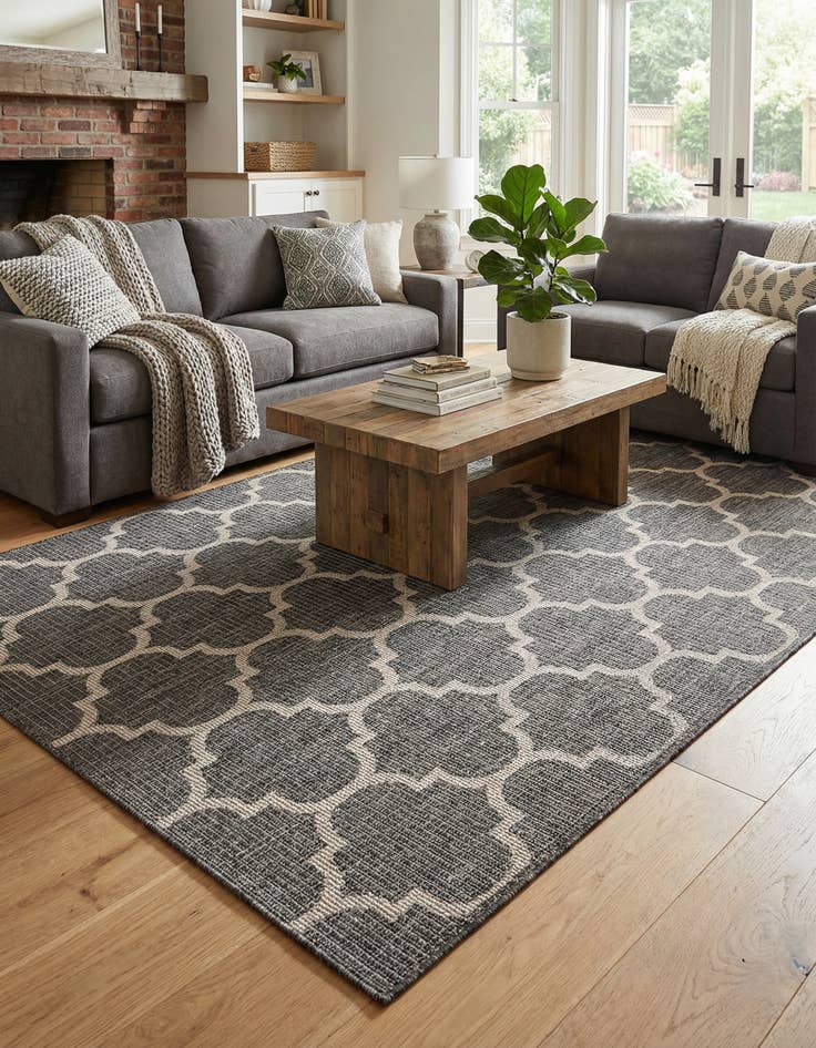 Detail image of 5' 3 x 8'  Washable Trellis Indoor / Outdoor Rug