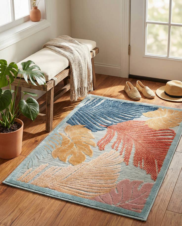 Detail image of 2' 2 x 3' Easy-Clean Botanical Indoor / Outdoor Rug