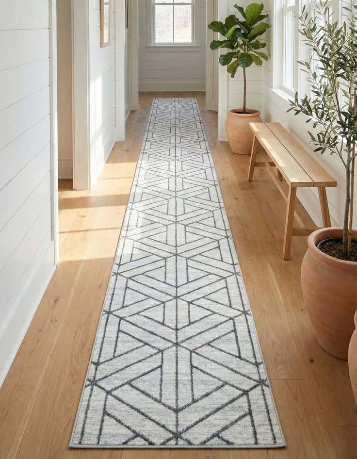 Detail image of 2' 7 x 16' 5 Lattice Trellis Runner Rug