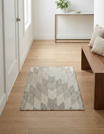 Gray Easy-Clean Modern Indoor / Outdoor Rug