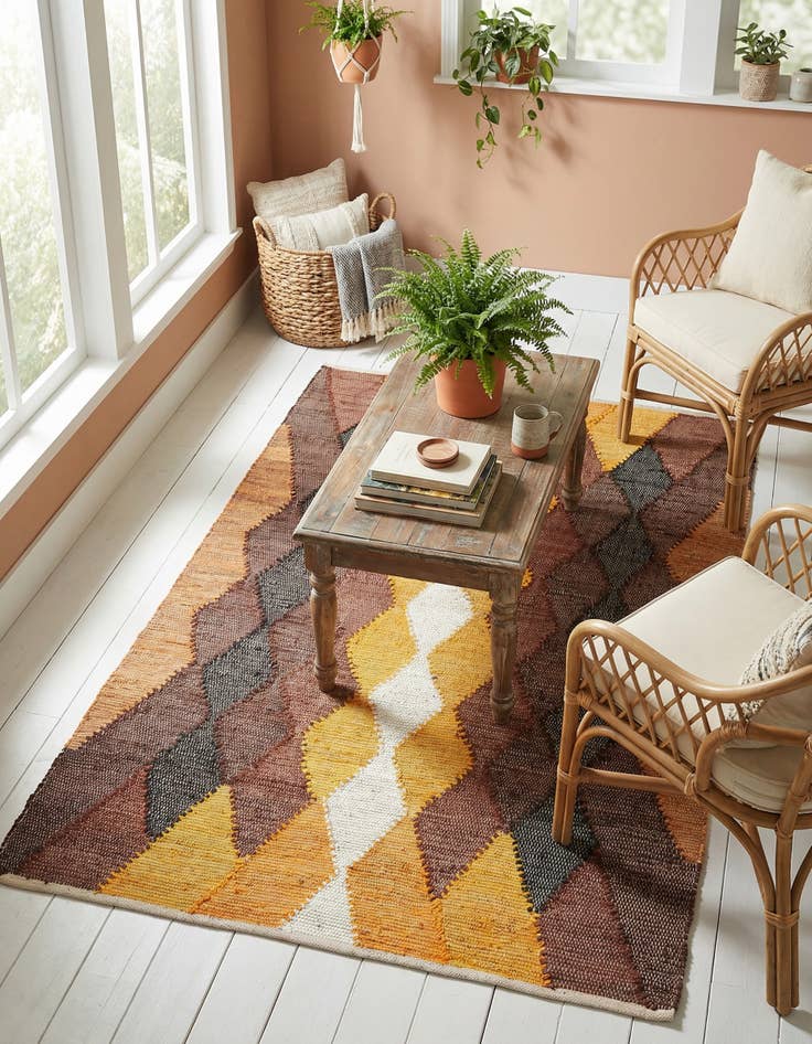 Detail image of 4' 1 x 6' 1 Hand Braided Chindi Cotton Rug