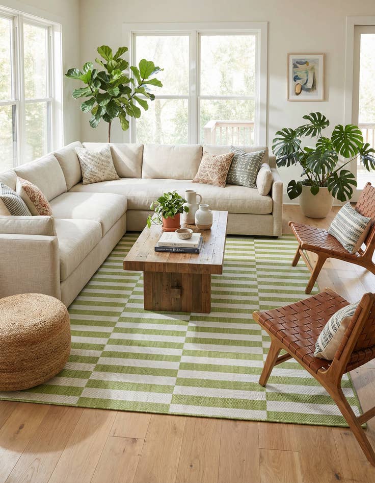 Detail image of 9' x 12'  Washable Striped Indoor / Outdoor Rug