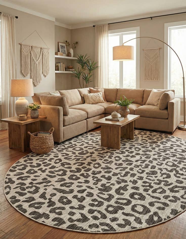 Detail image of 7' 10 x 10'  Washable Safari Indoor / Outdoor Oval Rug