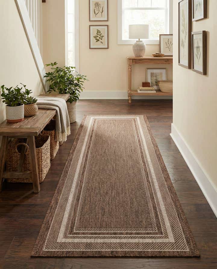 2' x 6' Easy-Clean Border Indoor / Outdoor Runner Rug
