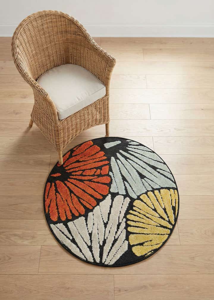 3' x 3' Easy-Clean Casablanca Indoor / Outdoor Round Rug