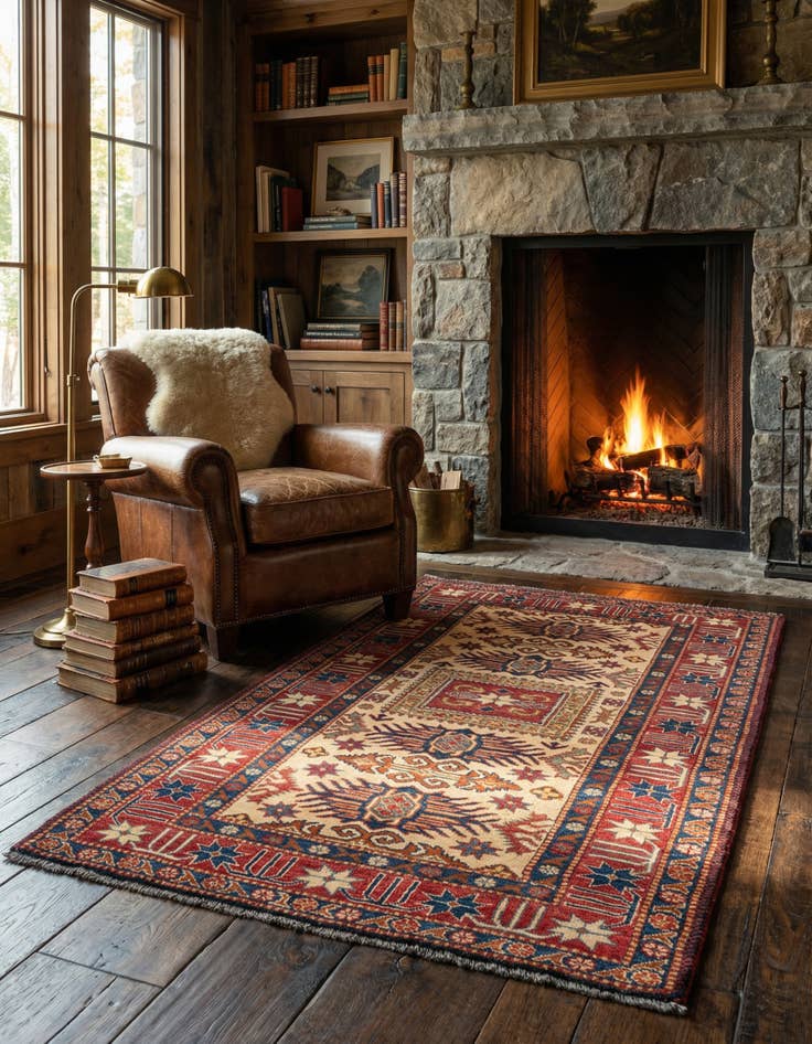 Detail image of 3' 5 x 5' 9 Hand Knotted Kazak Wool Rug