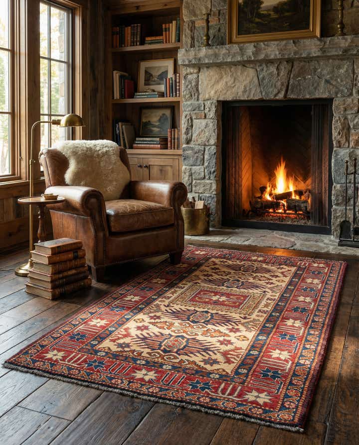 3' 5 x 5' 9 Hand Knotted Kazak Wool Rug