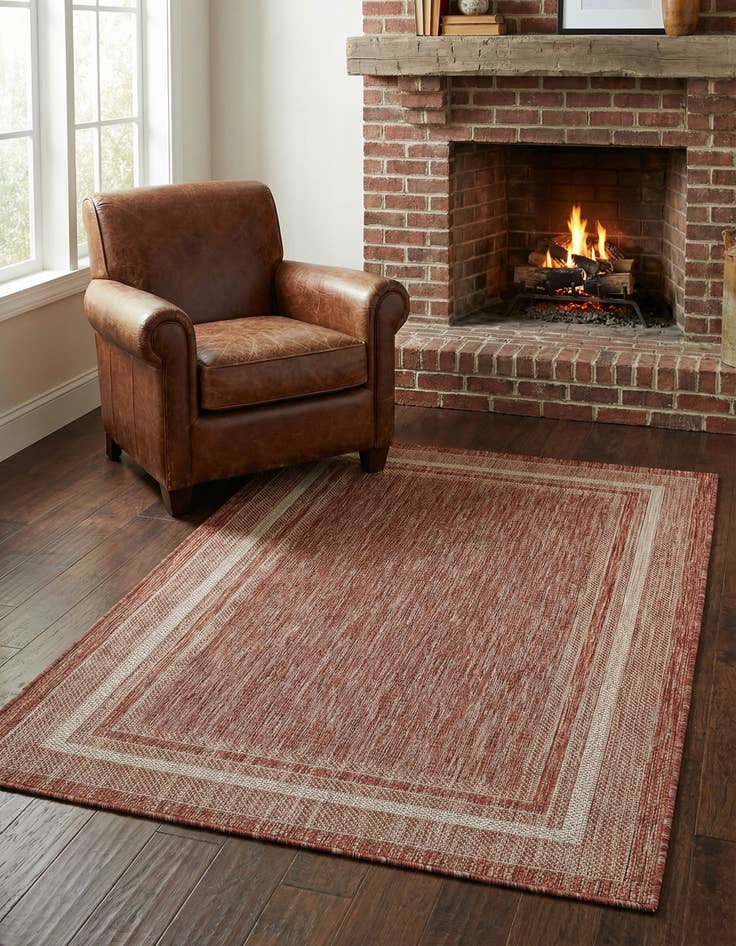 Detail image of 3' 1 x 5' 3 Washable Border Indoor / Outdoor Rug