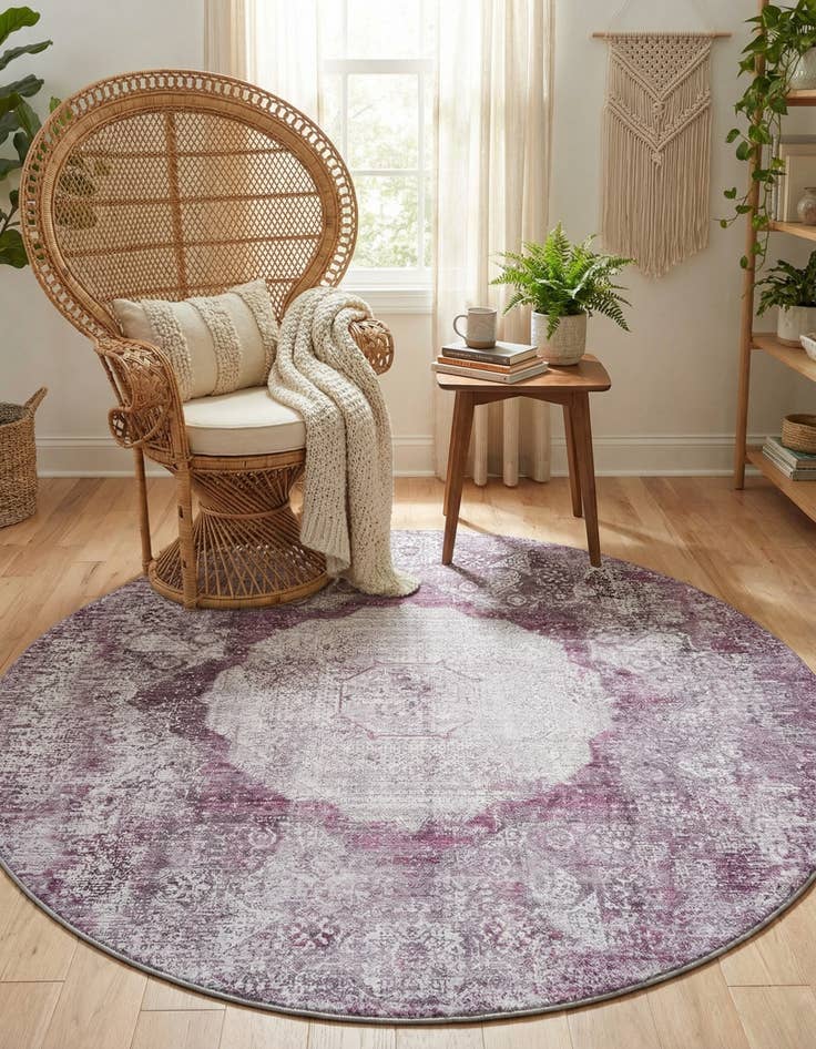 Detail image of 6' x 6'  Washable Yara Round Rug
