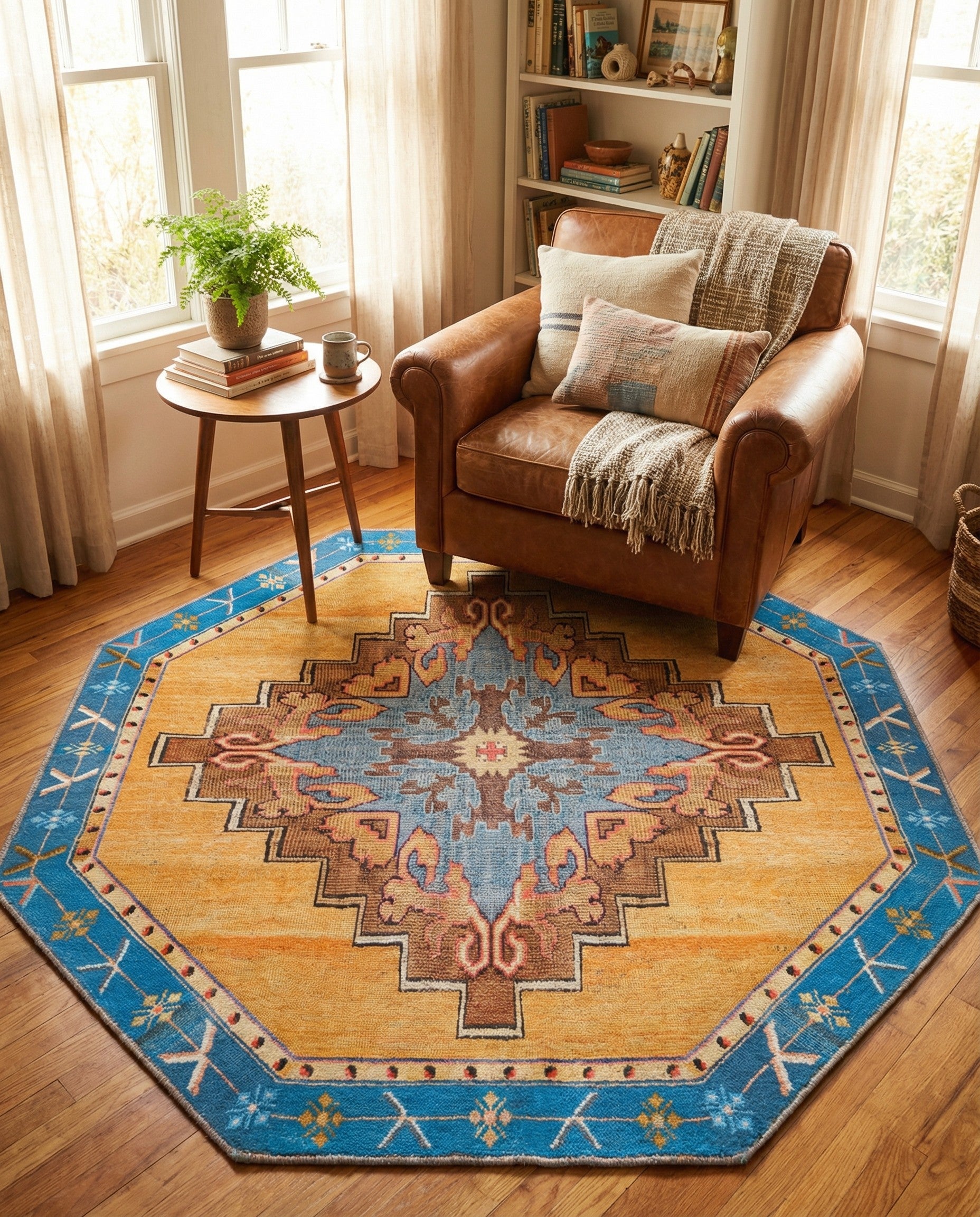 7' 6 x 7' 6 Washable Timeless Octagon Rug