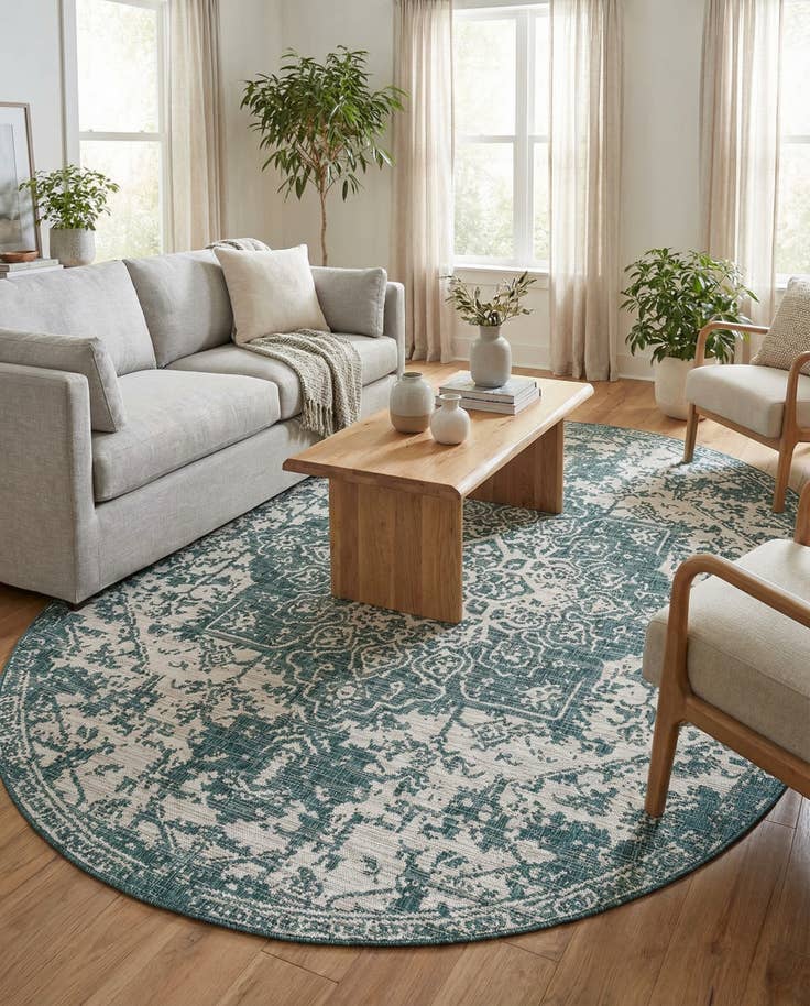 Detail image of 7' 10 x 10' Easy-Clean Jill Zarin Dubai Indoor / Outdoor Oval Rug