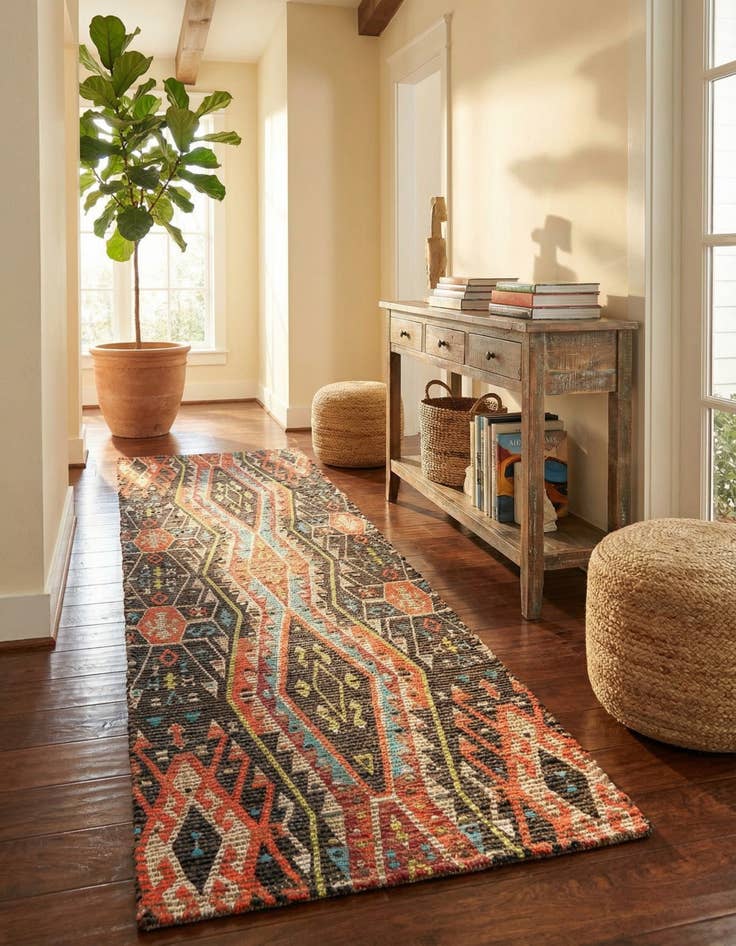 Detail image of 2' x 8' Chenille Jute Runner Rug