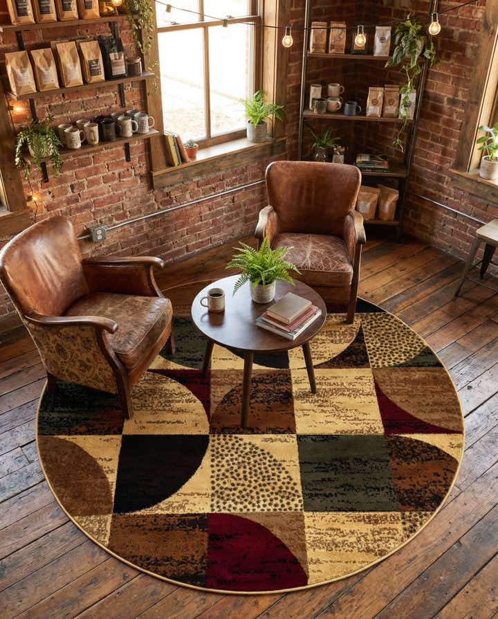 185cm x 185cm Café Tapis Rond