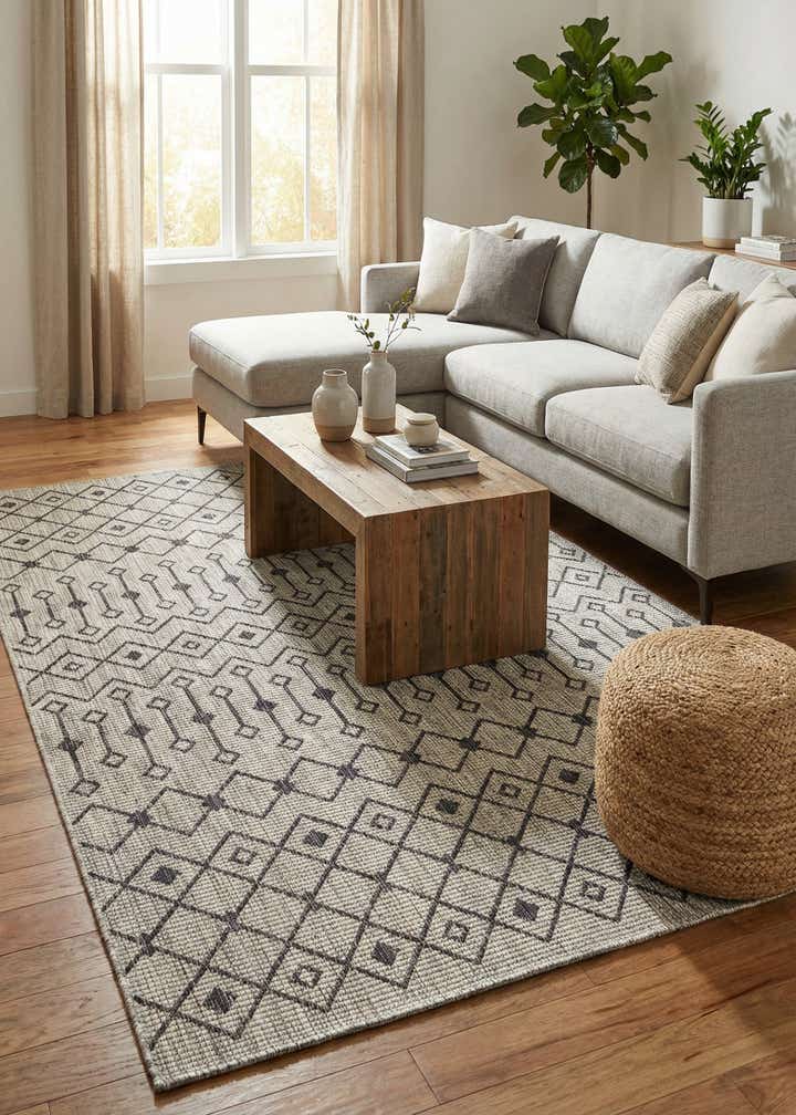 5' 3 x 8' Easy-Clean Lattice Indoor / Outdoor Rug
