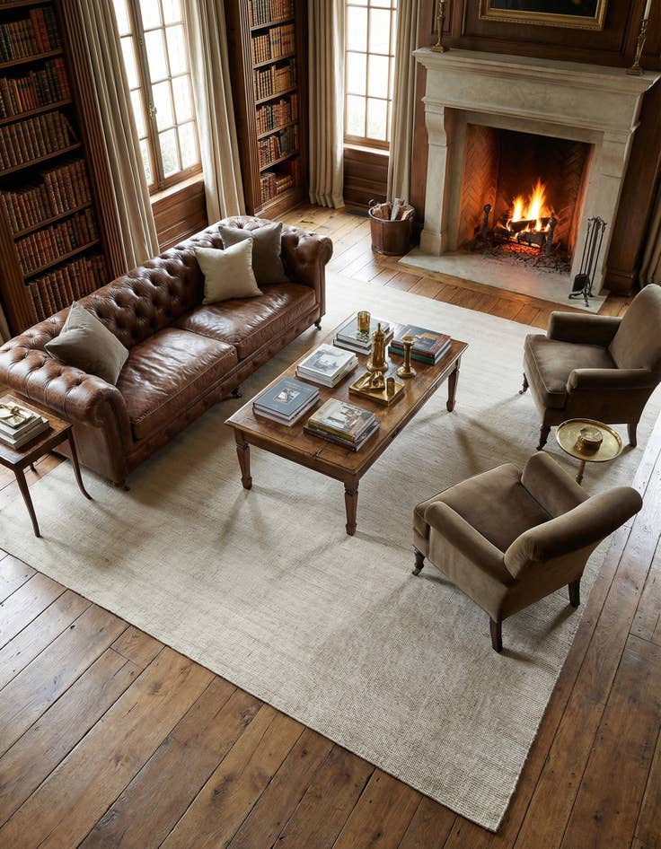 Detail image of 12' x 12'  Hand Woven Jill Zarin English Manor Wool Square Rug