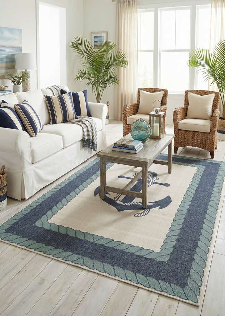 6' x 9' Easy-Clean Coastal Indoor / Outdoor Rug