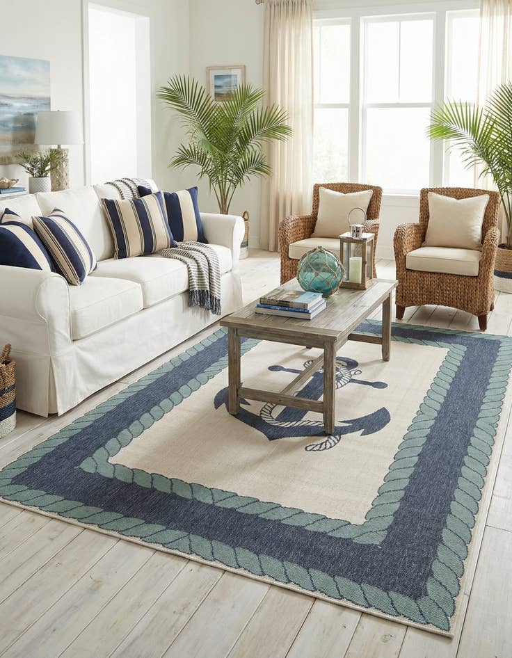 Detail image of 6' x 9' Washable Coastal Indoor / Outdoor Rug