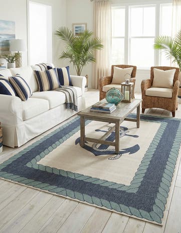 6' x 9' Easy-Clean Coastal Indoor / Outdoor Rug