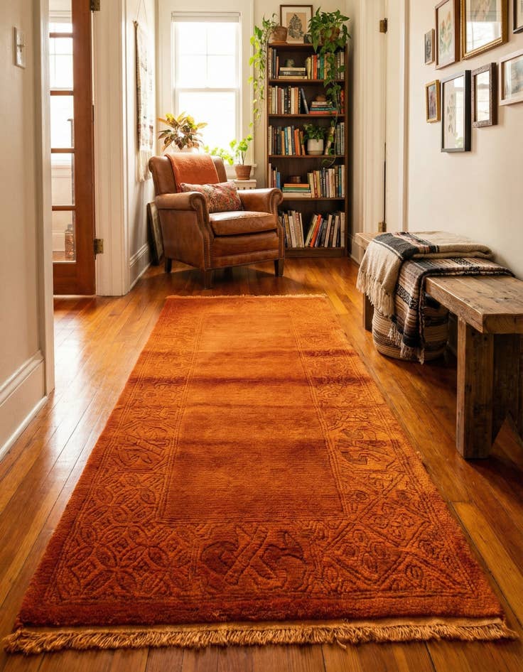 Detail image of 2' 4 x 4' 10 Hand Knotted Nepal Wool Runner Rug