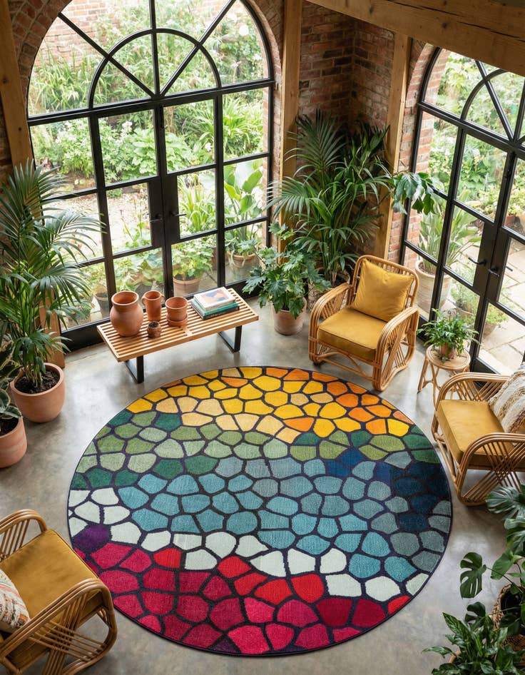 Detail image of 8' x 8'  Washable Casablanca Round Rug