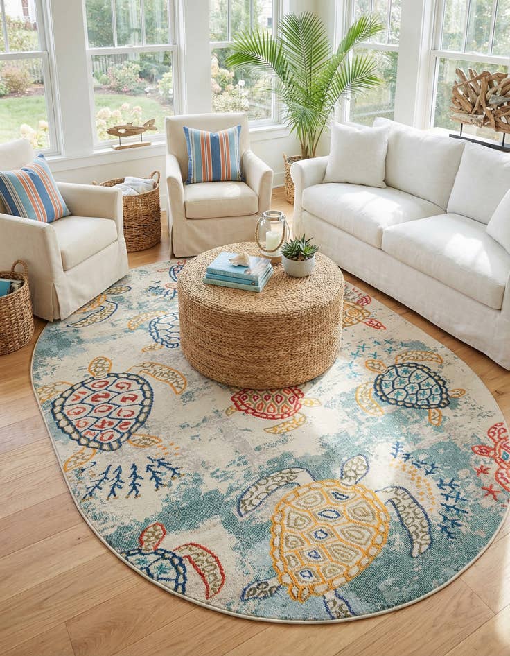 Detail image of 7' 10 x 10'  Washable capri Oval Rug