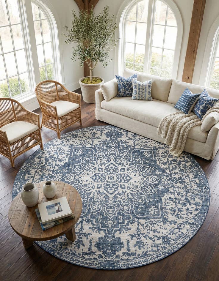 Detail image of 13' x 13'  Washable Jill Zarin Dubai Indoor / Outdoor Round Rug