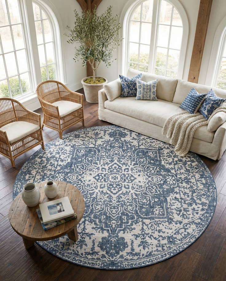 Detail image of 13' x 13' Easy-Clean Jill Zarin Dubai Indoor / Outdoor Round Rug