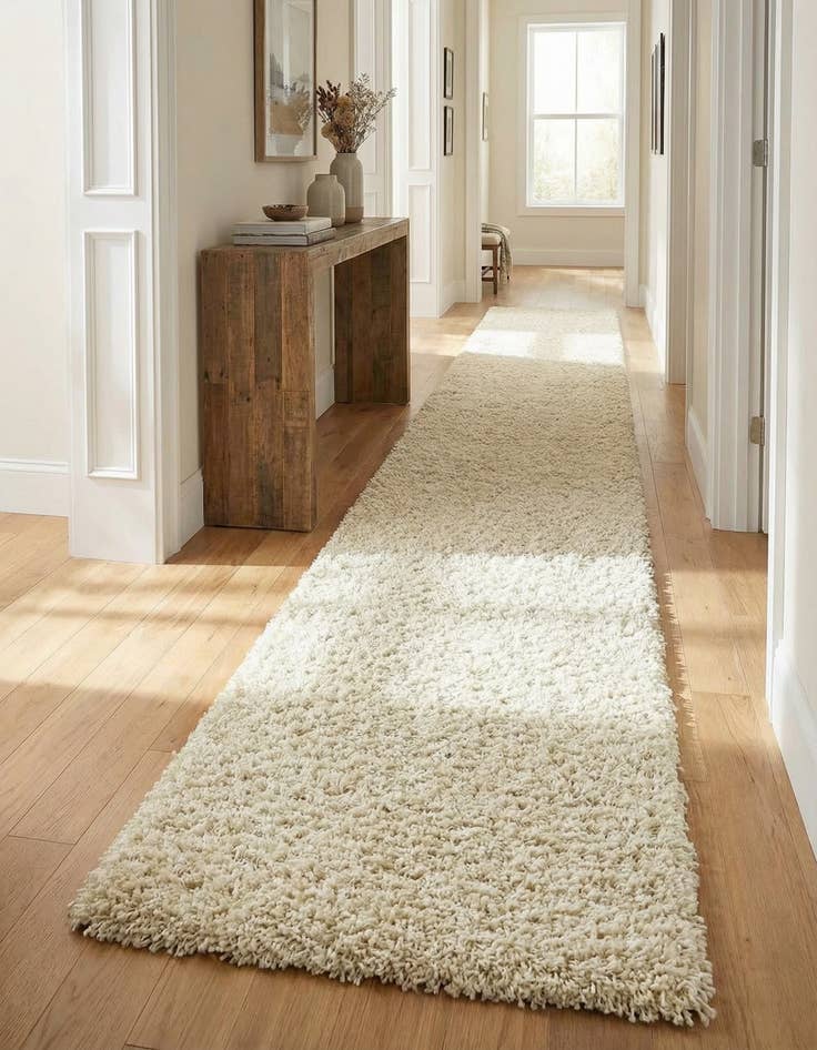 Detail image of 2' 7 x 13' Solid Shag Runner Rug