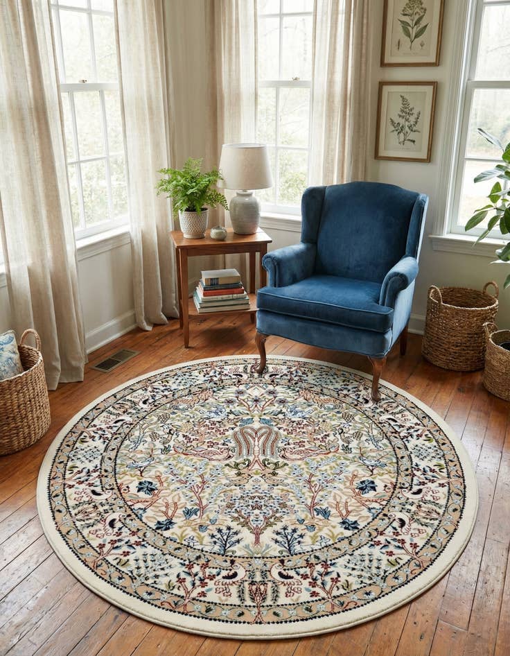 Detail image of  5' 3 x 5' 3 Nain Design Round Rug