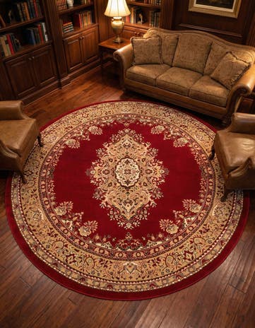 7' 10 x 7' 10 Mashad Design Round Rug