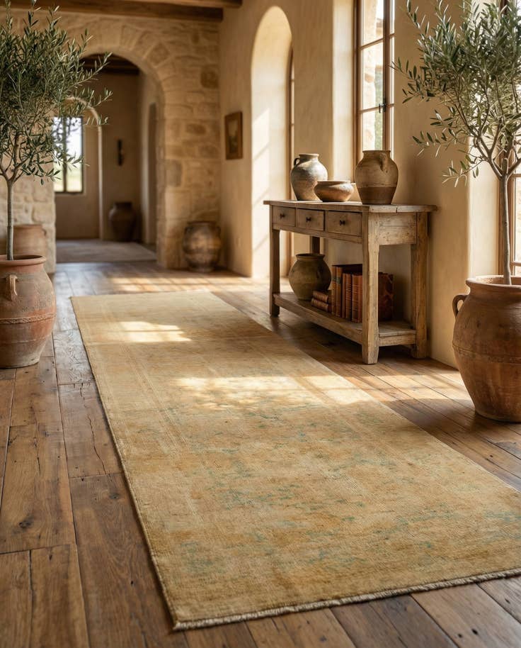 Detail image of 2' 7 x 9' 7 Hand Knotted Oushak Wool Runner Rug