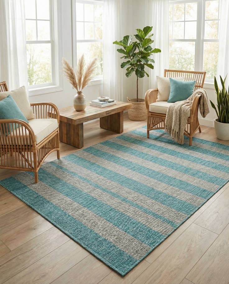 Detail image of 5' 3 x 8' Easy-Clean Ribbon Indoor / Outdoor Rug