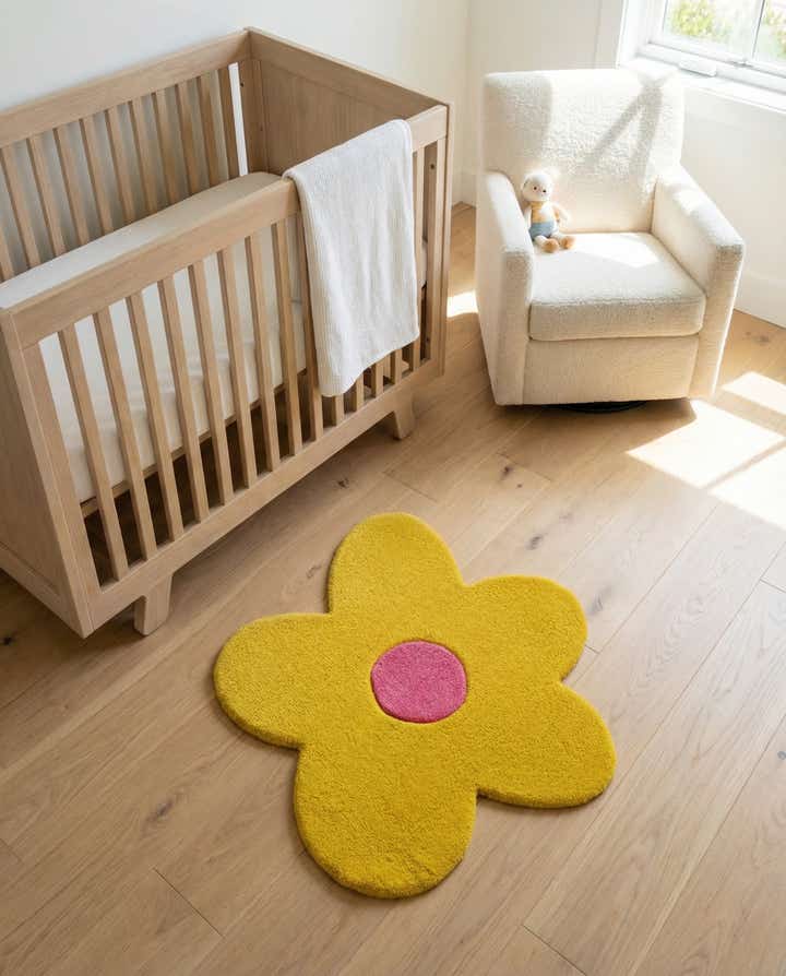 2' 2 x 2' 2 Happy Rugs Funky Flower Wool Round