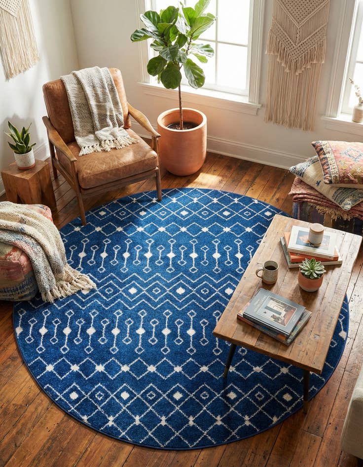 Detail image of 7' 10 x 7' 10 Moroccan Trellis Round Rug