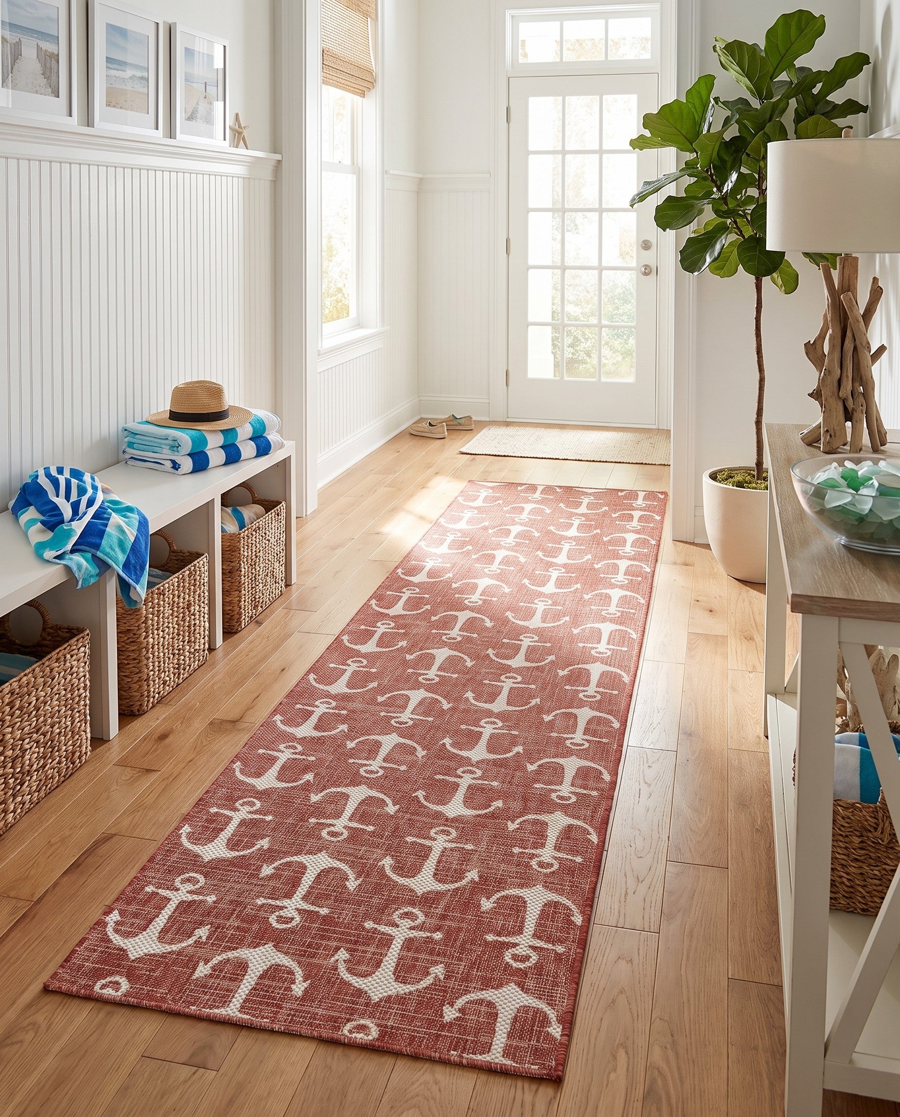 2' 7 x 12' Easy-Clean Coastal Indoor / Outdoor Runner Rug