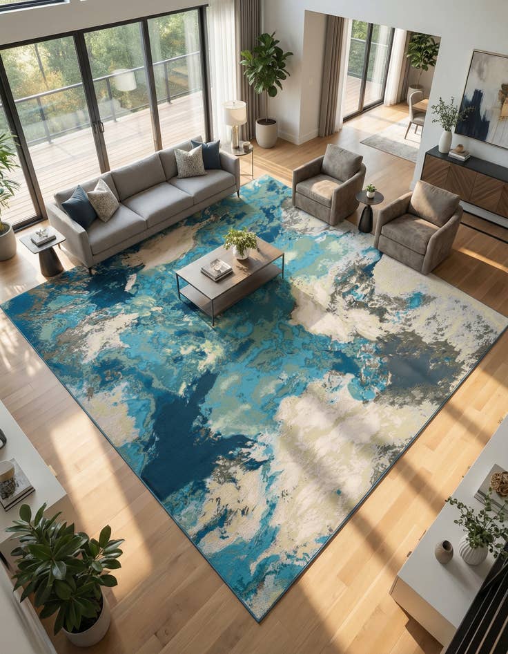 Detail image of 10' x 10' Washable Modern Indoor / Outdoor Square Rug