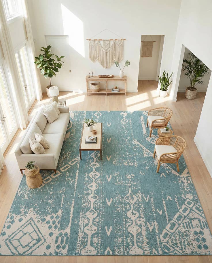 Detail image of 13' x 13' Easy-Clean Bohemian Indoor / Outdoor Square Rug