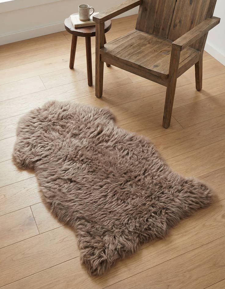 Detail image of 1' 10 x 3' Natural Sheepskin Freeform Rug