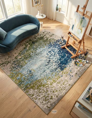 Blue Washable Hyacinth Square Rug