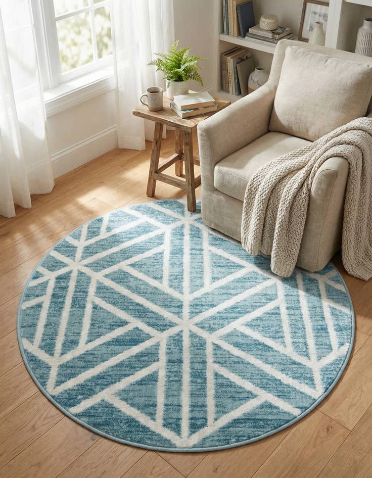 Detail image of 3' 3 x 3' 3 Lattice Trellis Round Rug