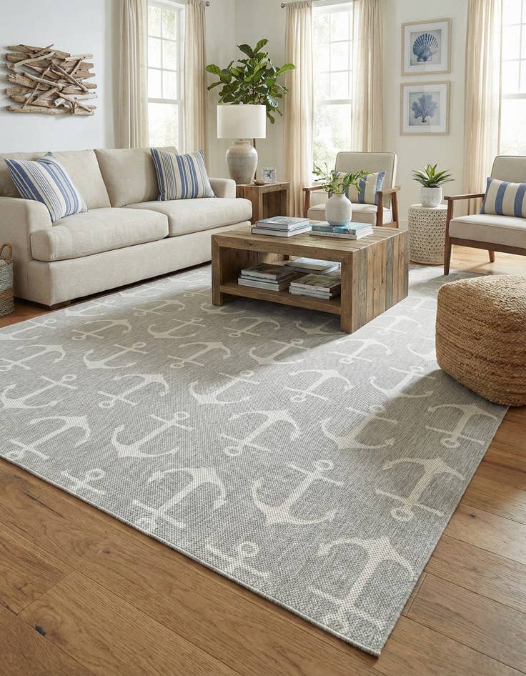 Detail image of 10' x 14'  Washable Coastal Indoor / Outdoor Rug