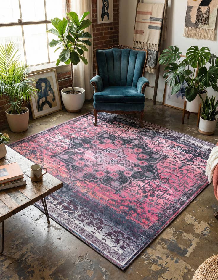 Detail image of 7' 3 x 7' 3 Washable Francesca Square Rug