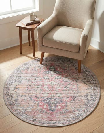 3' 3 x 3' 3 Washable Nostalgia Round Rug