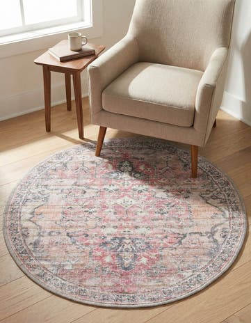 3' 3 x 3' 3 Washable Nostalgia Round Rug