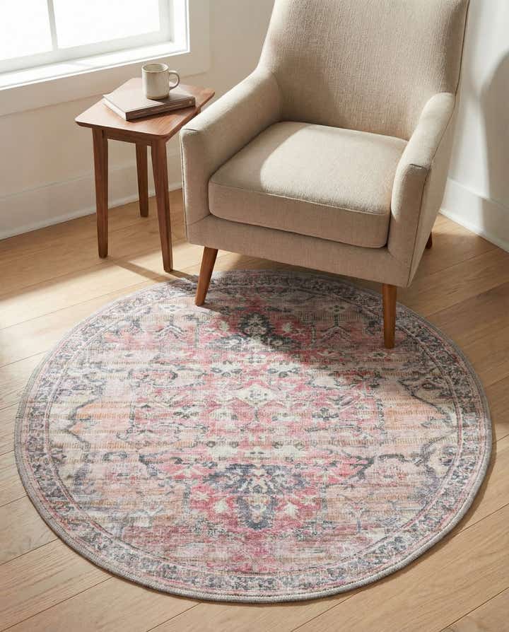 3' 3 x 3' 3 Washable Nostalgia Round Rug